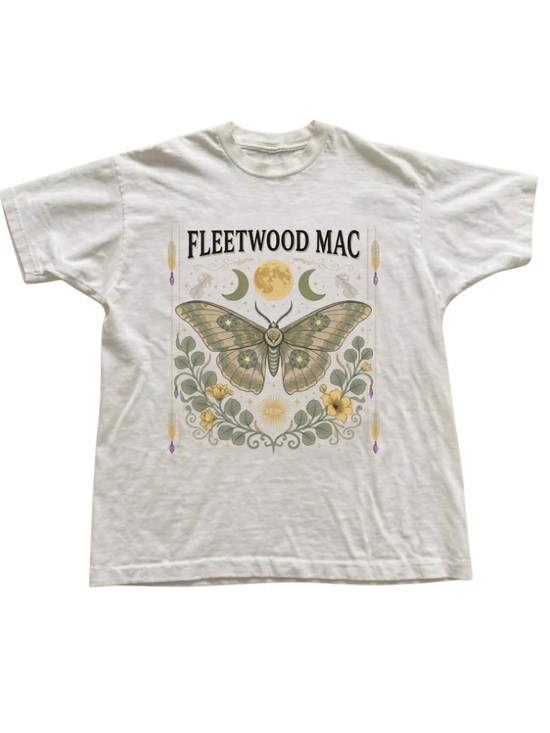 Gildan Tops - Gildan White Fleetwood Mac Moth Graphic Tee